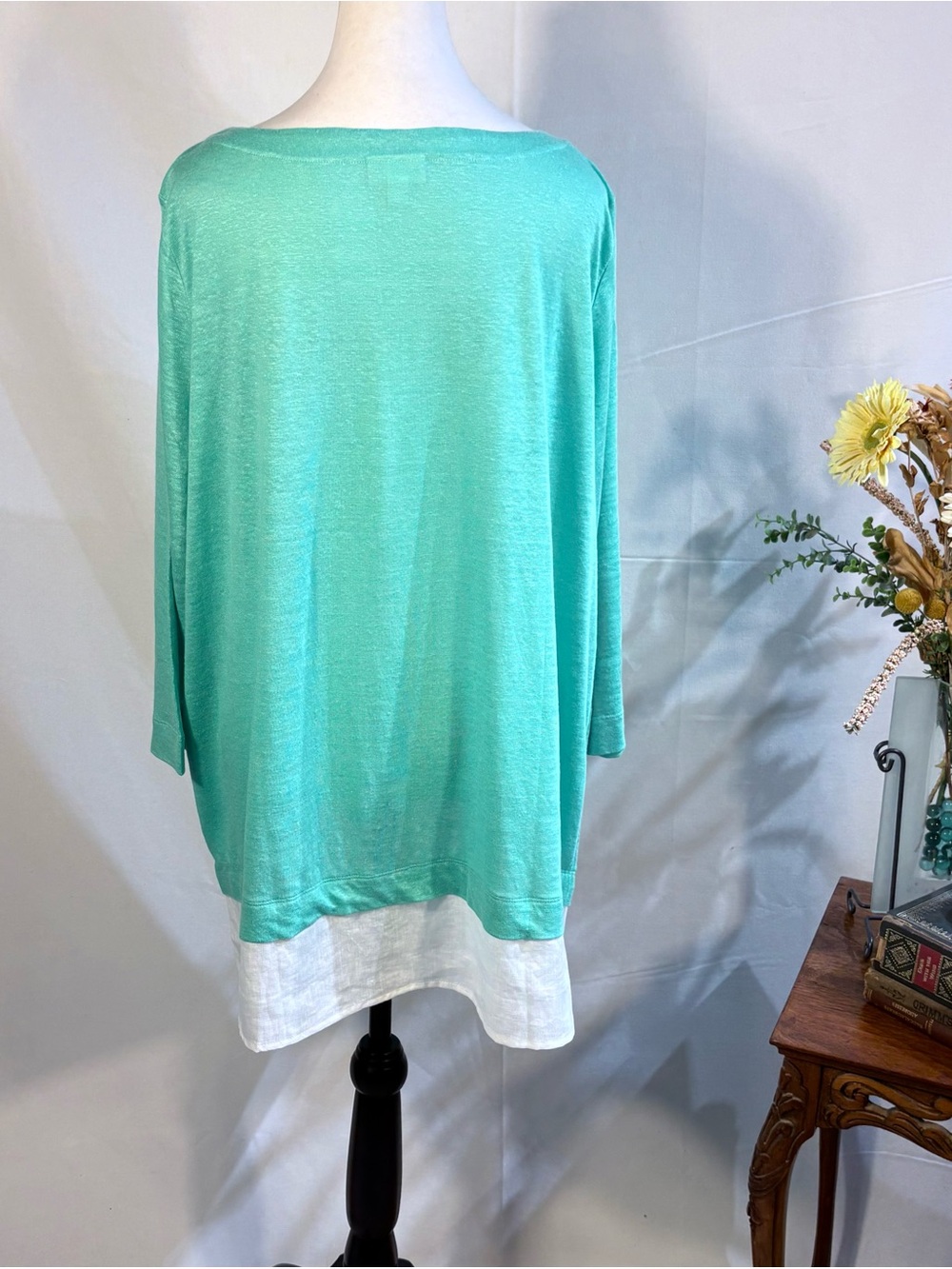 💥NWOT J.Jill Love Linen Turquoise White Layered Tunic Top 100% Linen XL💚 - Picture 3 of 10